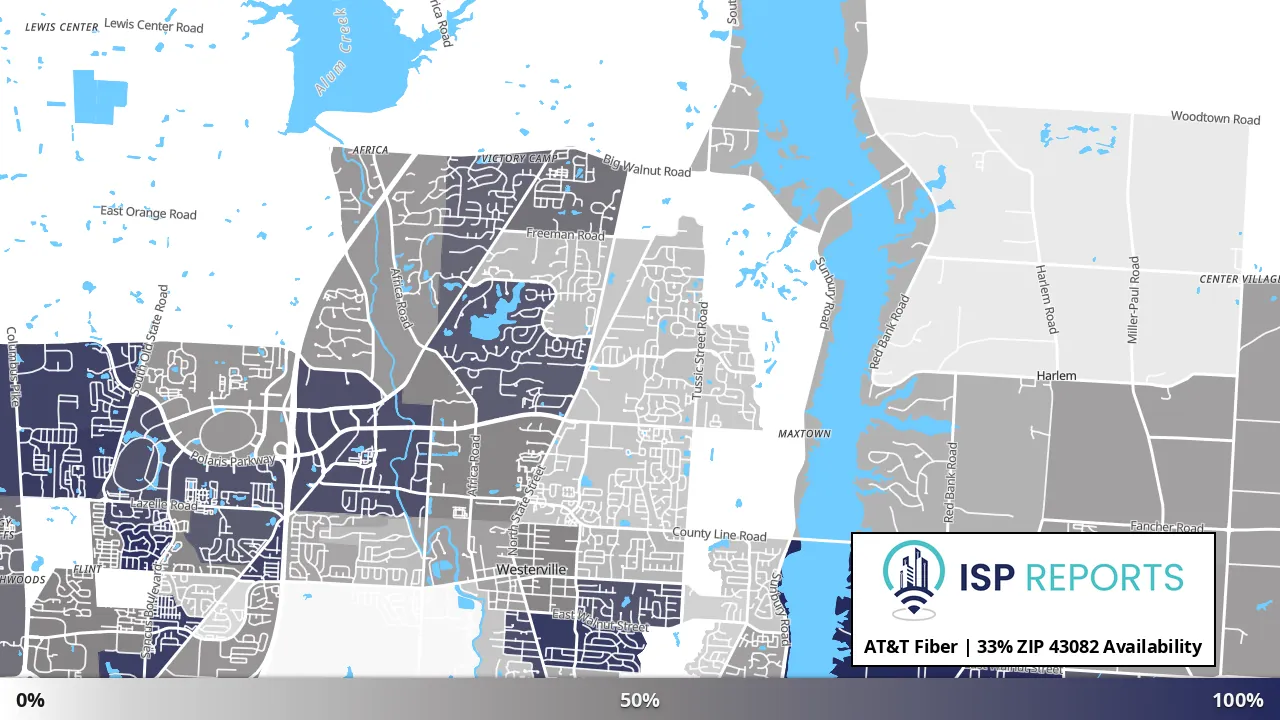 43082, OH map of internet availability