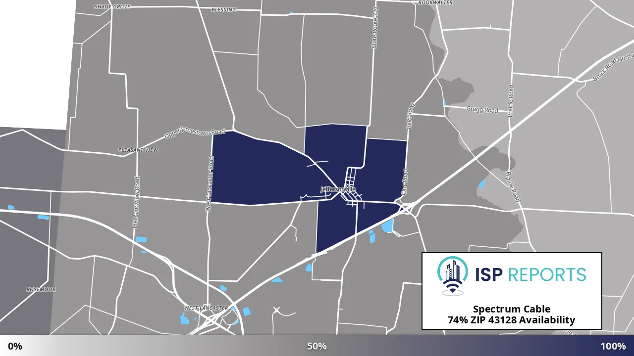 43128, OH map of internet availability