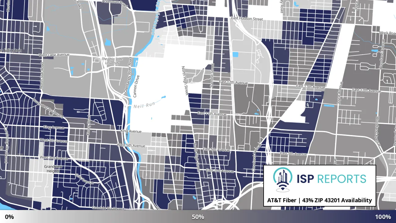 43201, OH map of internet availability