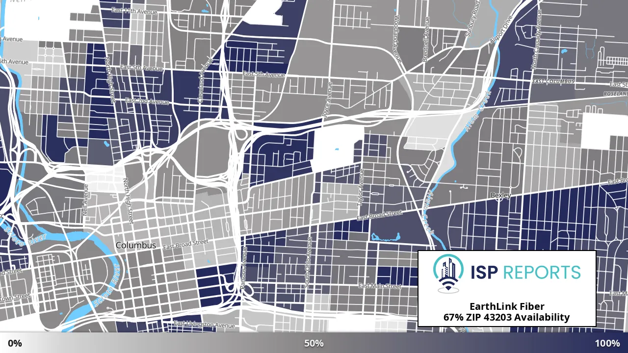 43203, OH map of internet availability