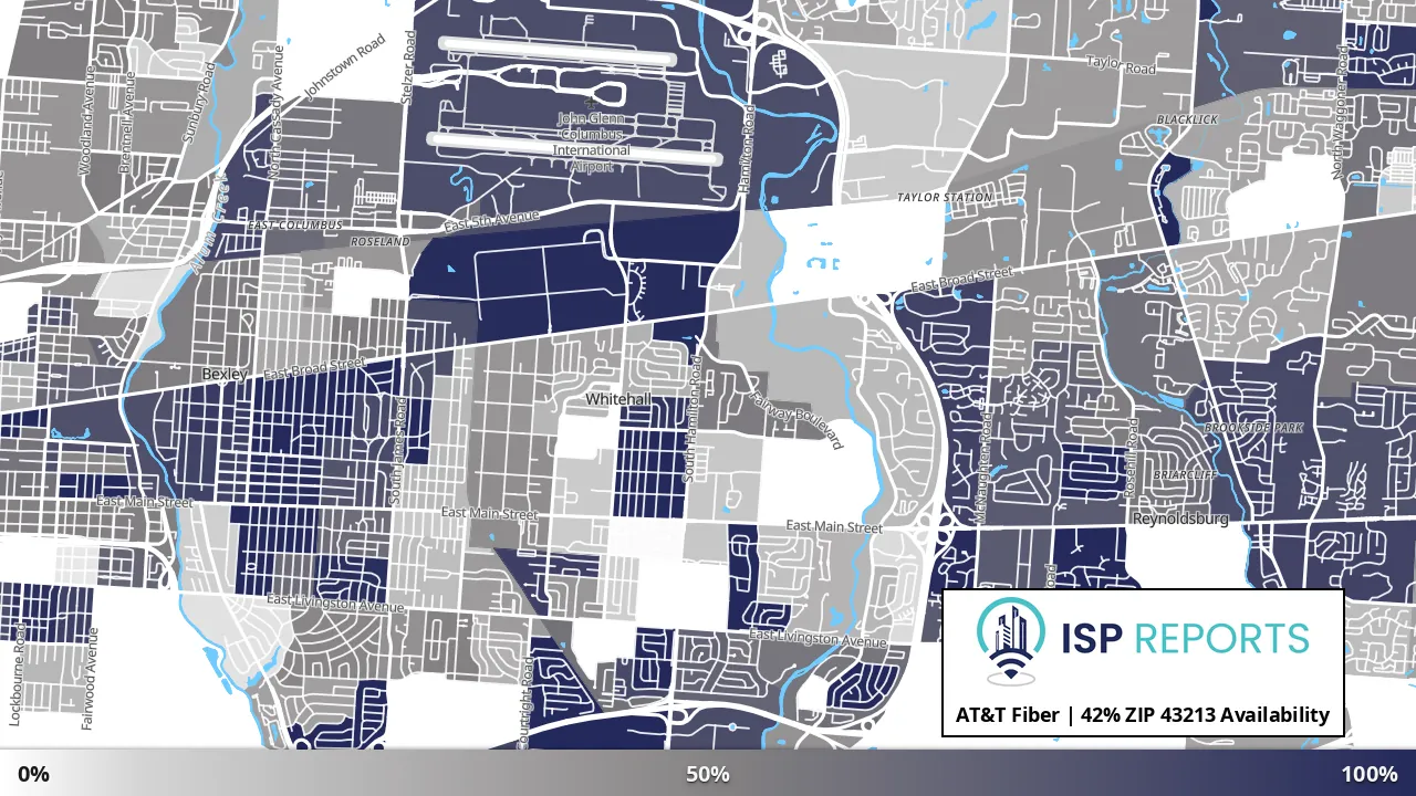 43213, OH map of internet availability