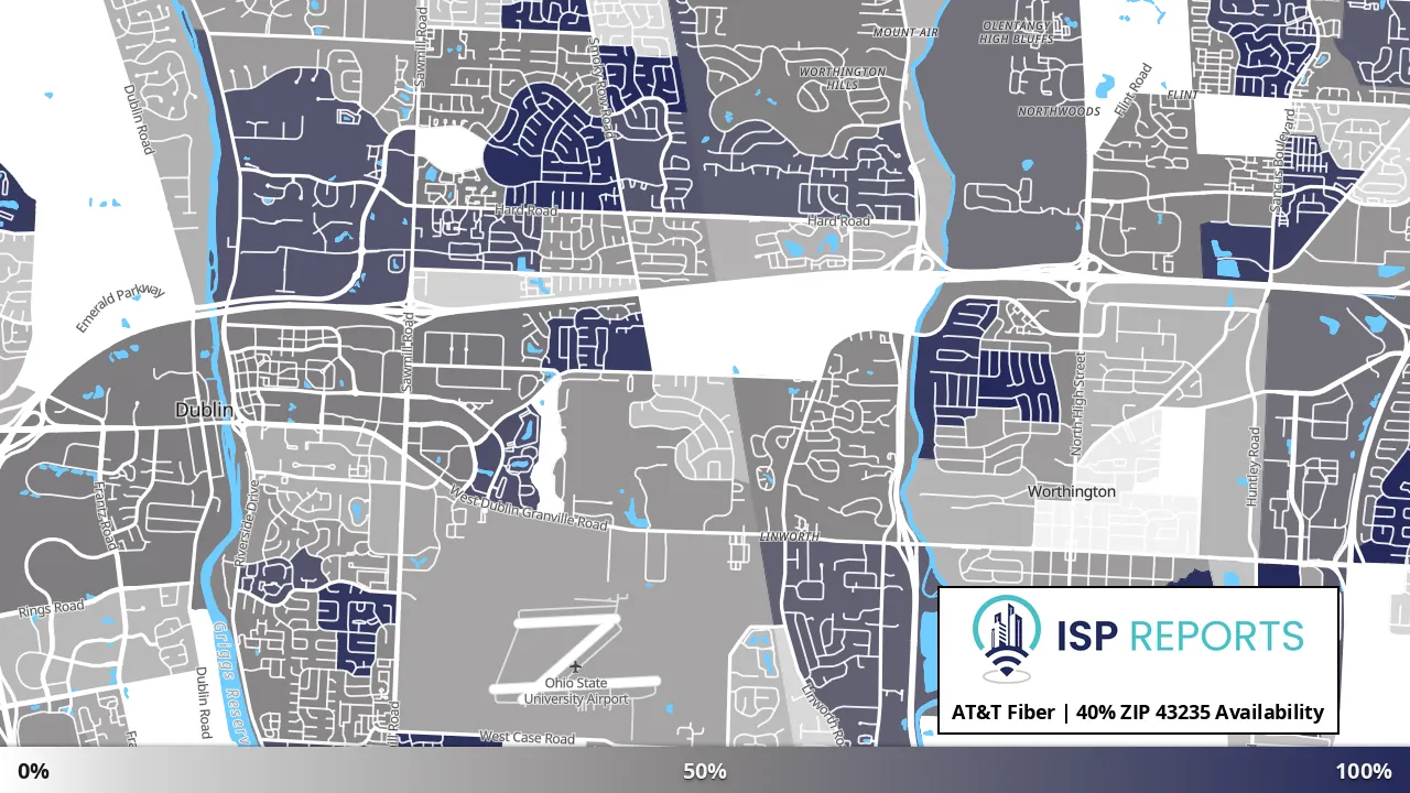 43235, OH map of internet availability