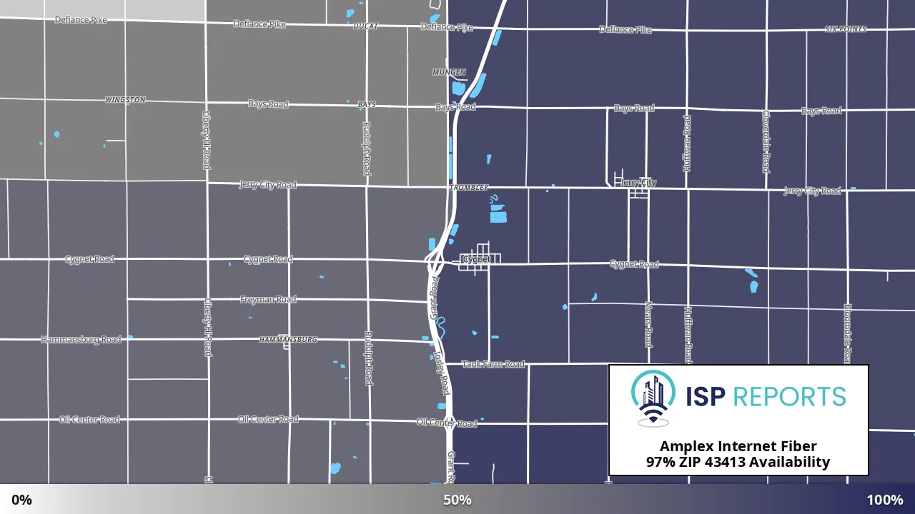43413, OH map of internet availability
