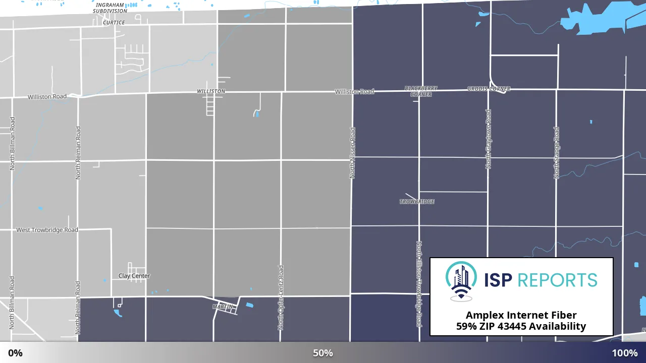 43445, OH map of internet availability