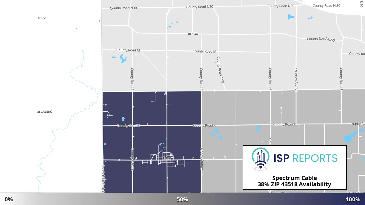43518, OH map of internet availability