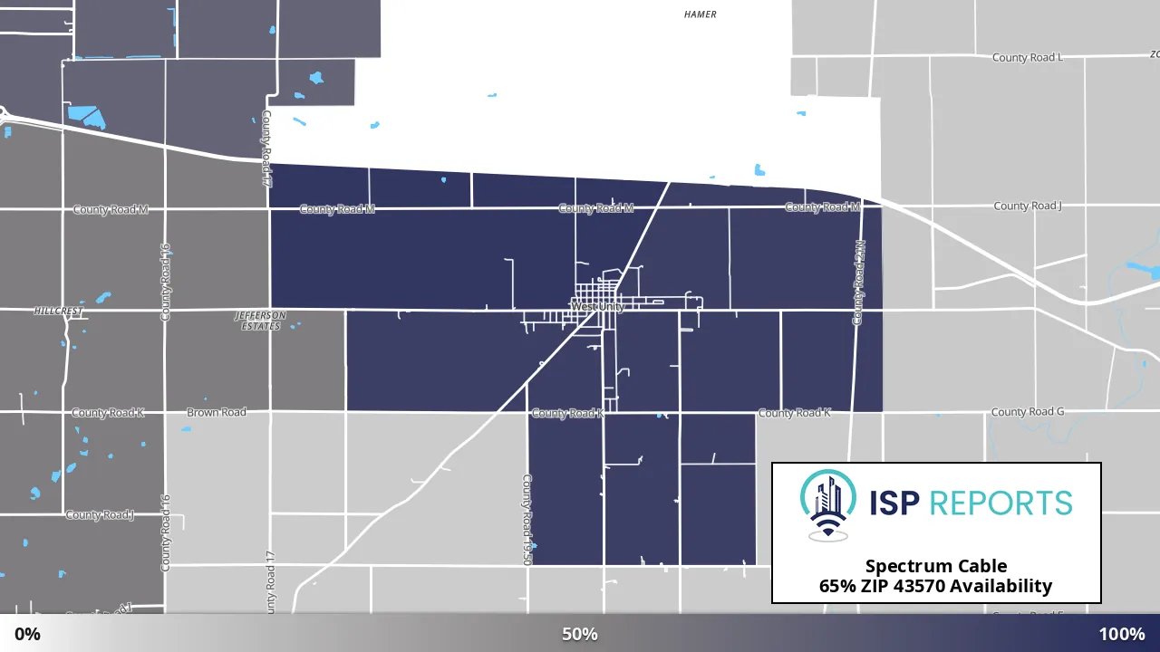 43570, OH map of internet availability