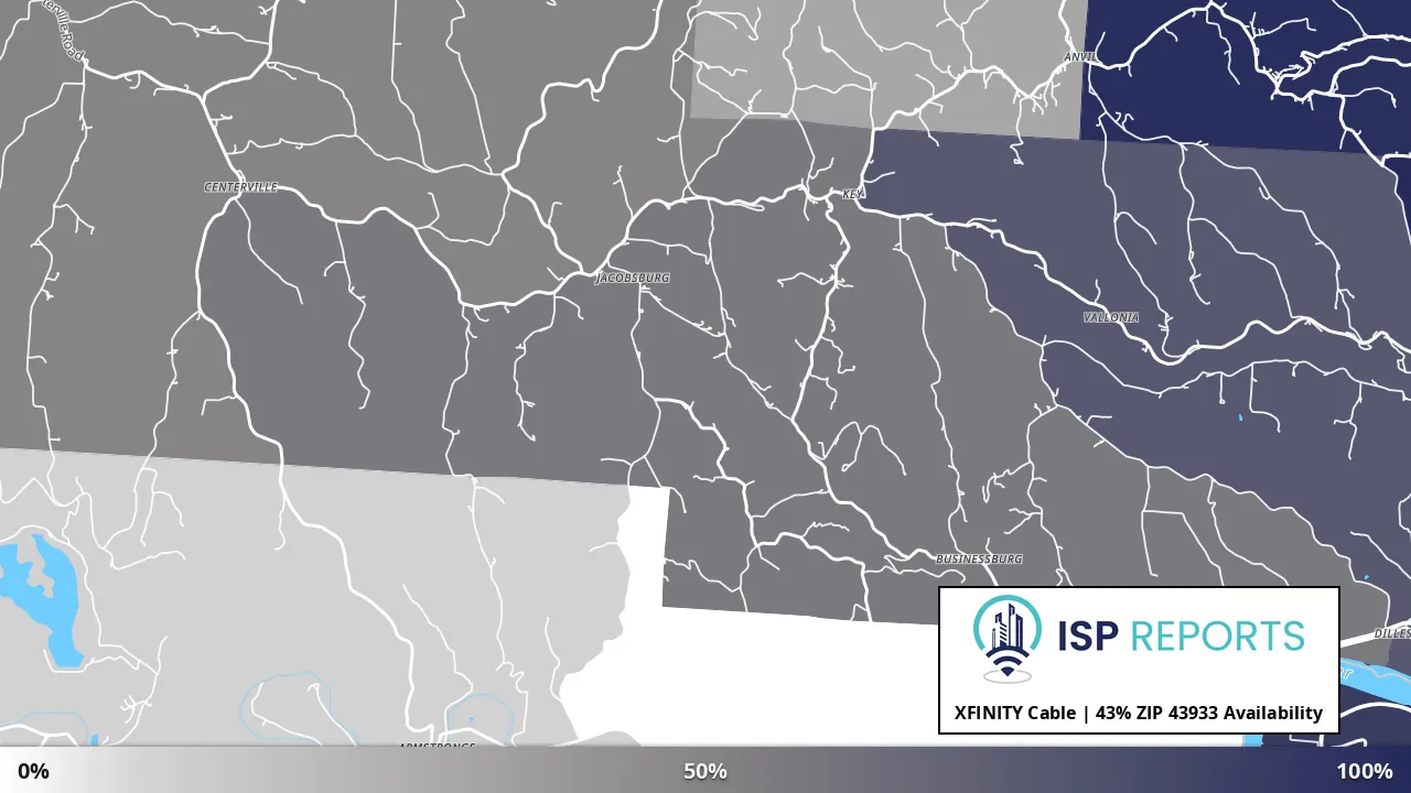 43933, OH map of internet availability