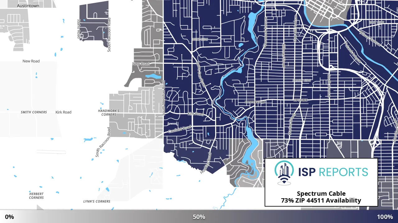 44511, OH map of internet availability