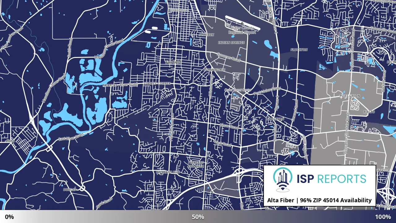 45014, OH map of internet availability