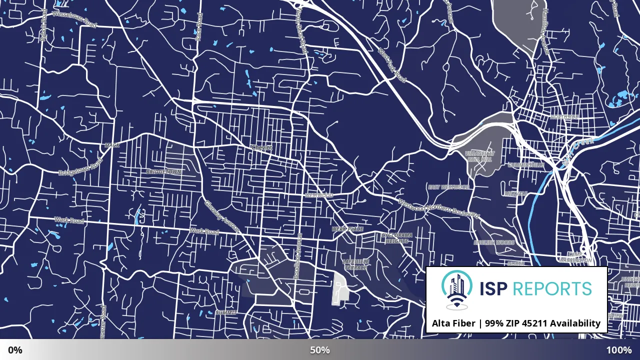 45211, OH map of internet availability