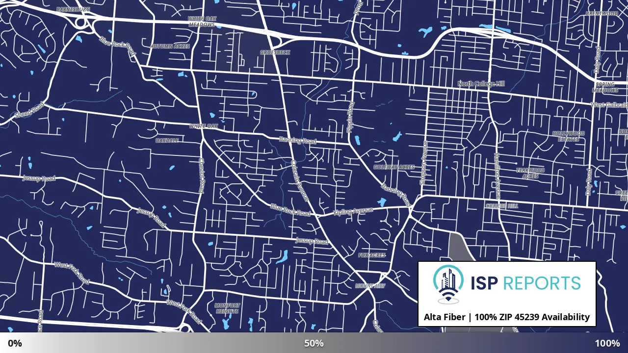 45239, OH map of internet availability