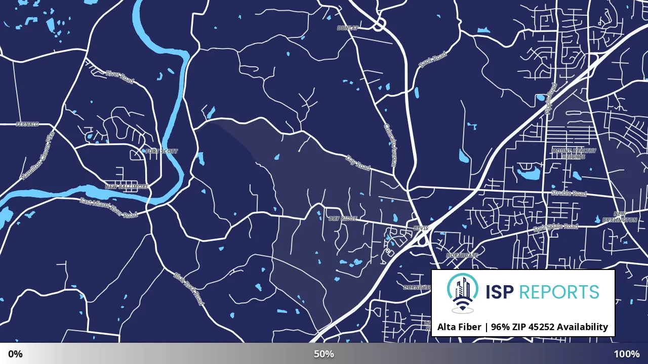 45252, OH map of internet availability