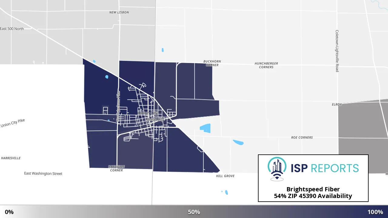 45390, OH map of internet availability