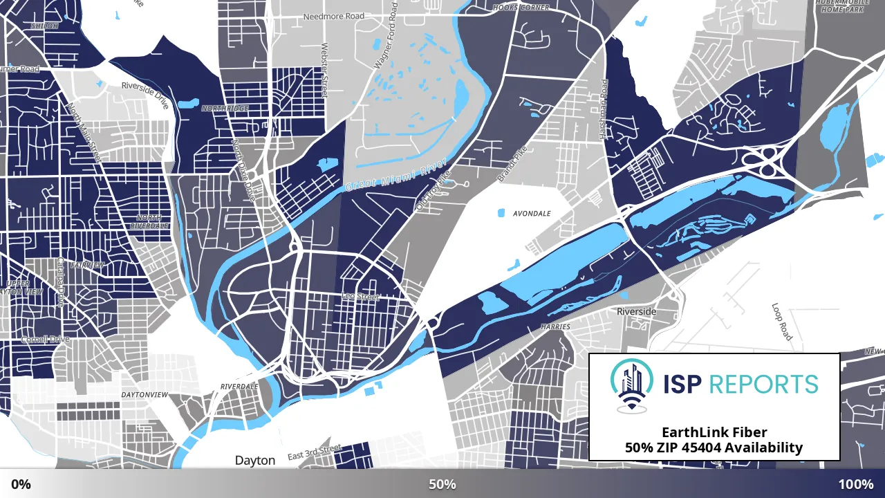 45404, OH map of internet availability