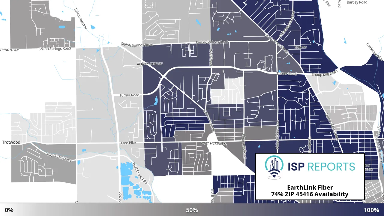 45416, OH map of internet availability