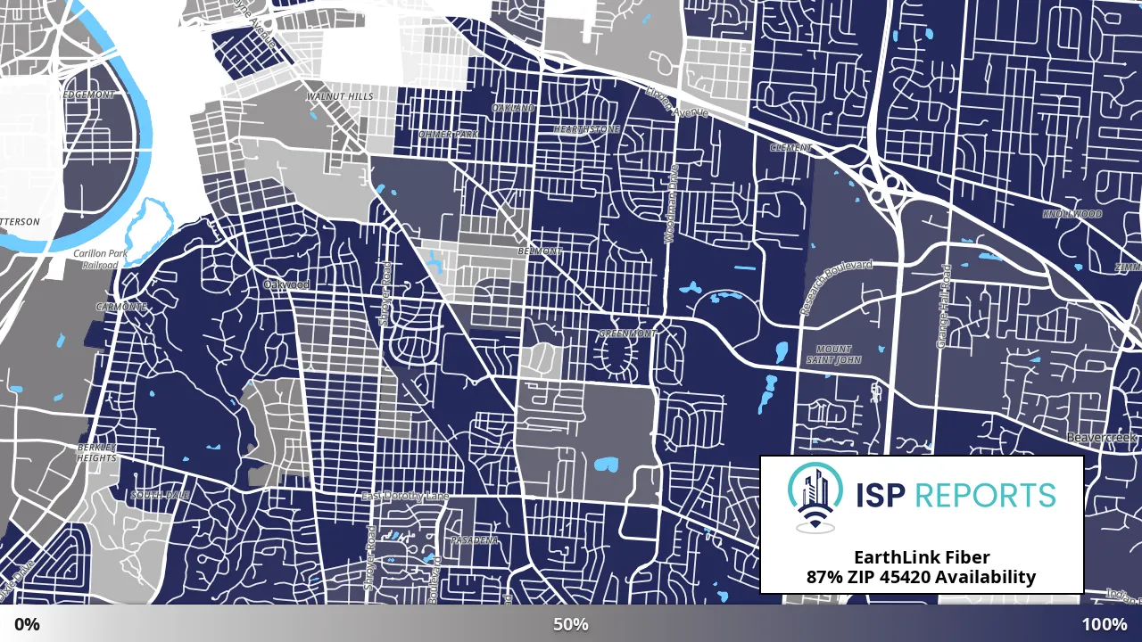 45420, OH map of internet availability