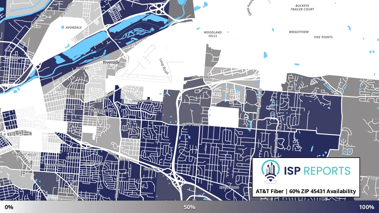 45431, OH map of internet availability