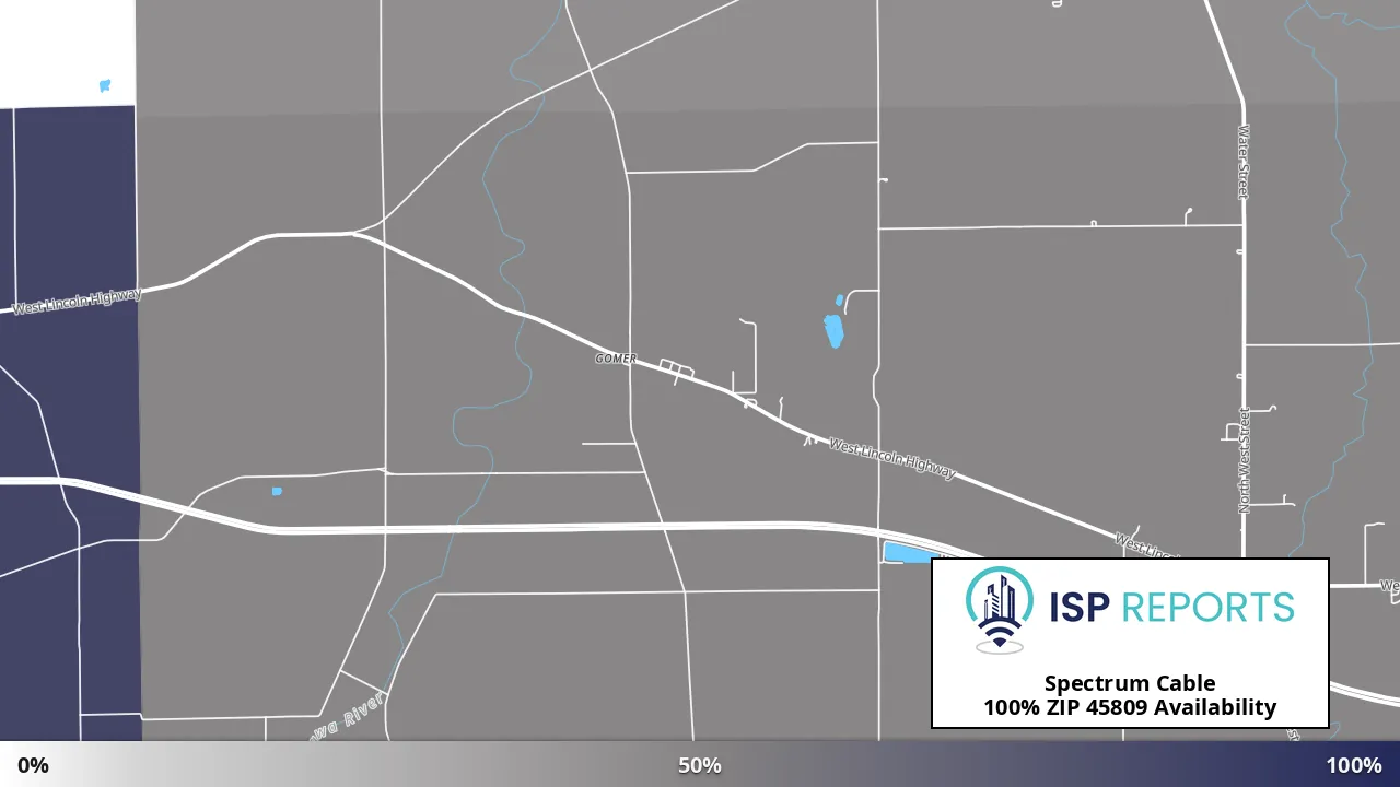 45809, OH map of internet availability