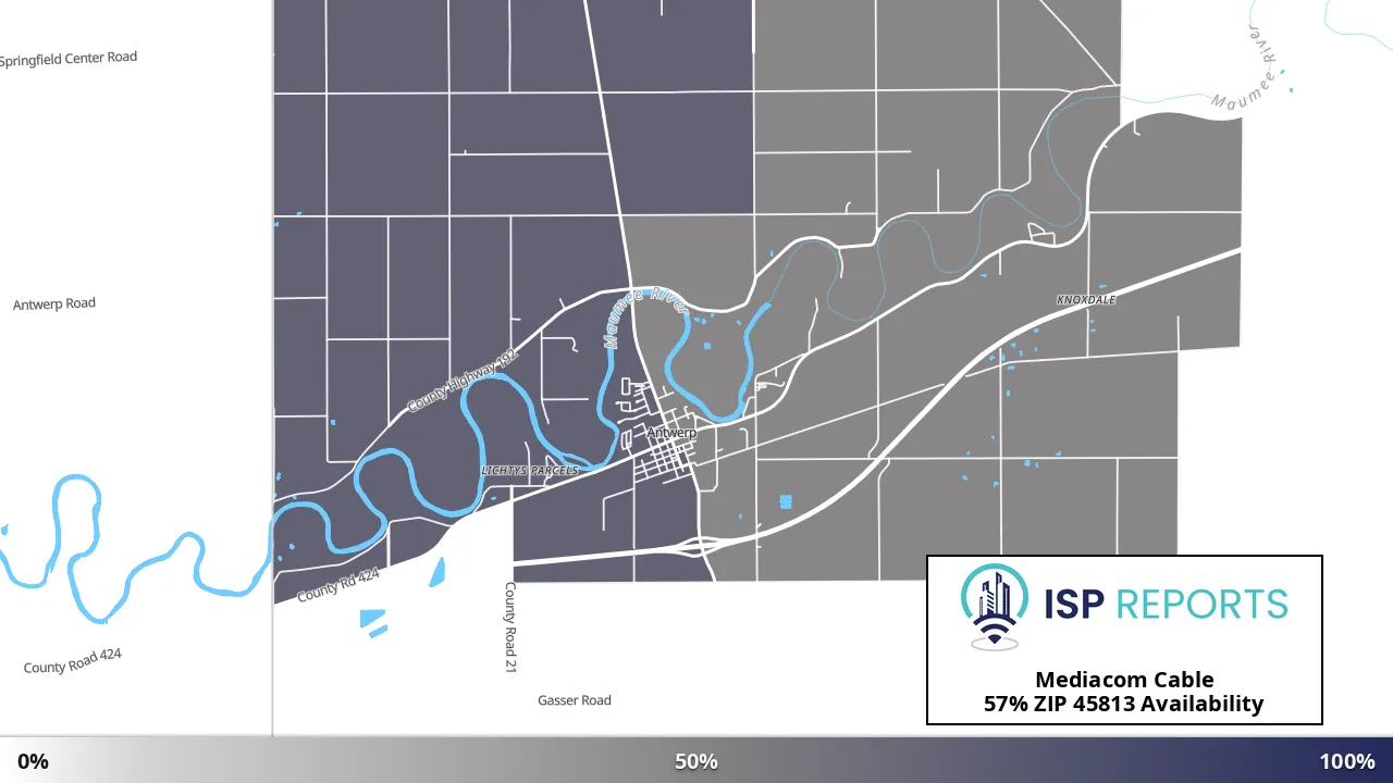 45813, OH map of internet availability