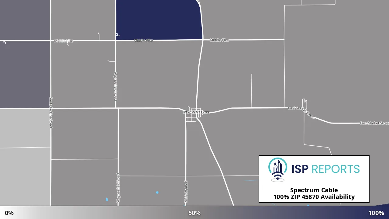 45870, OH map of internet availability