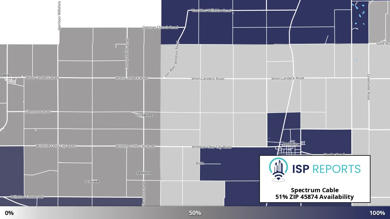 45874, OH map of internet availability