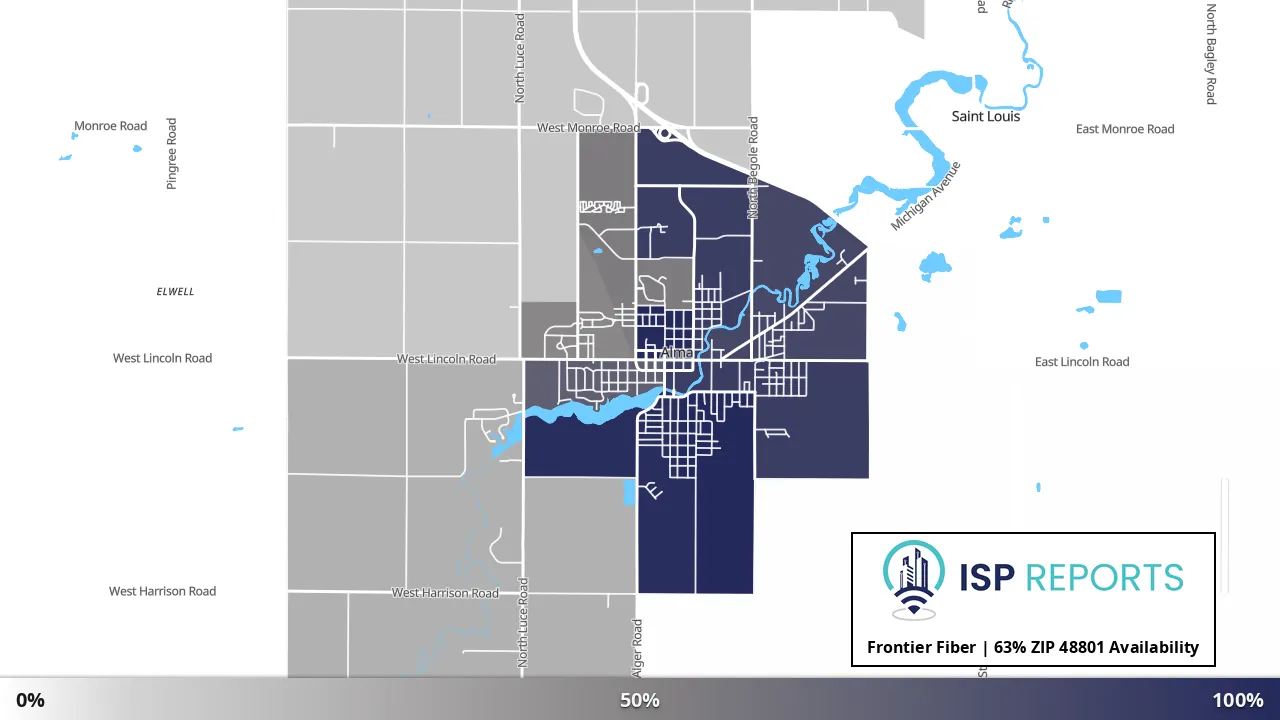 48801, MI map of internet availability