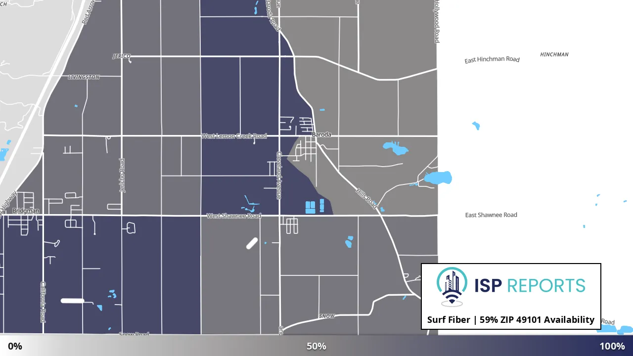 49101, MI map of internet availability