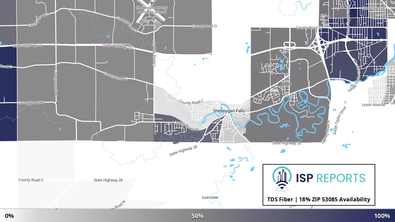 53085, WI map of internet availability