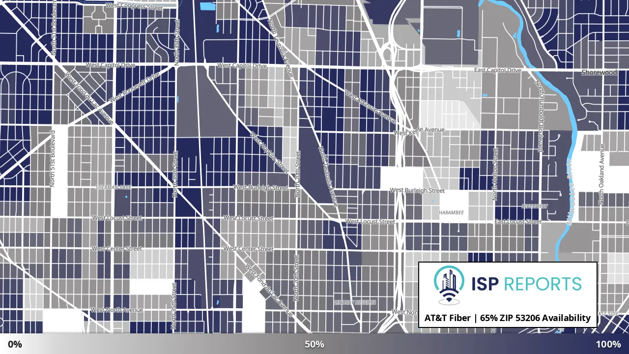 53206, WI map of internet availability