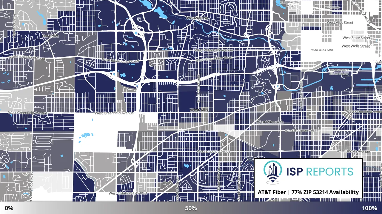 53214, WI map of internet availability