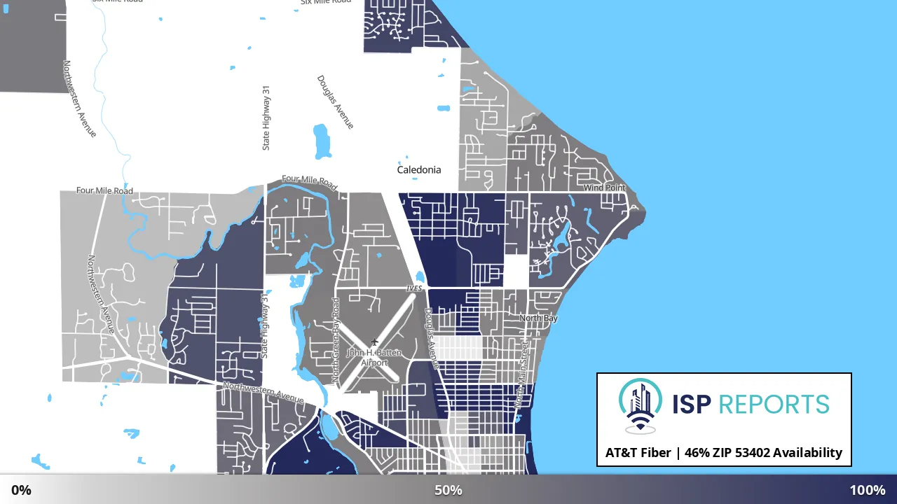 53402, WI map of internet availability