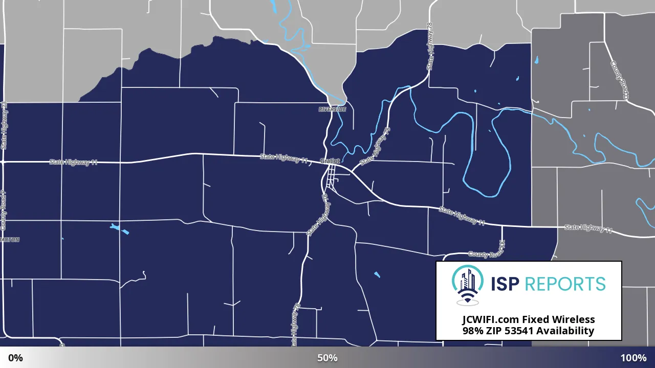 53541, WI map of internet availability