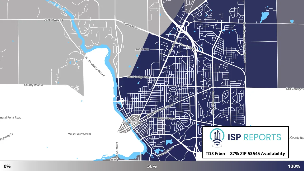 53545, WI map of internet availability