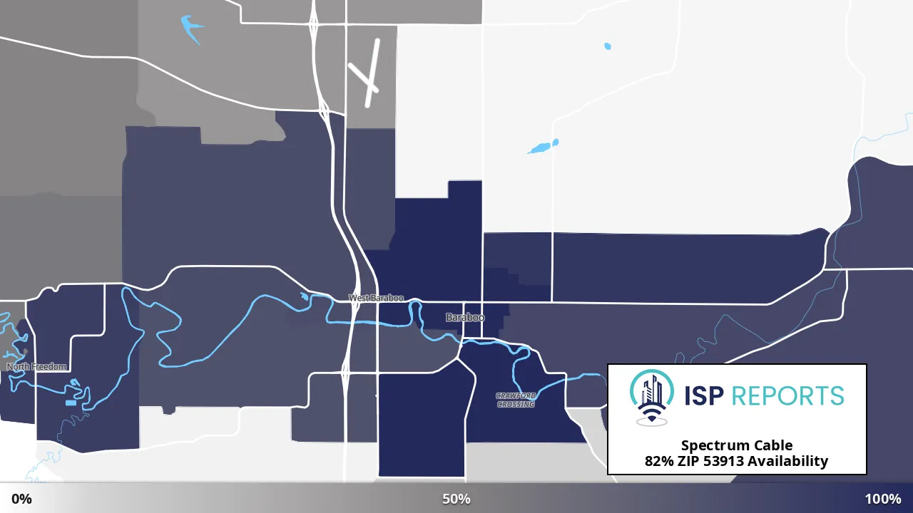 53913, WI map of internet availability