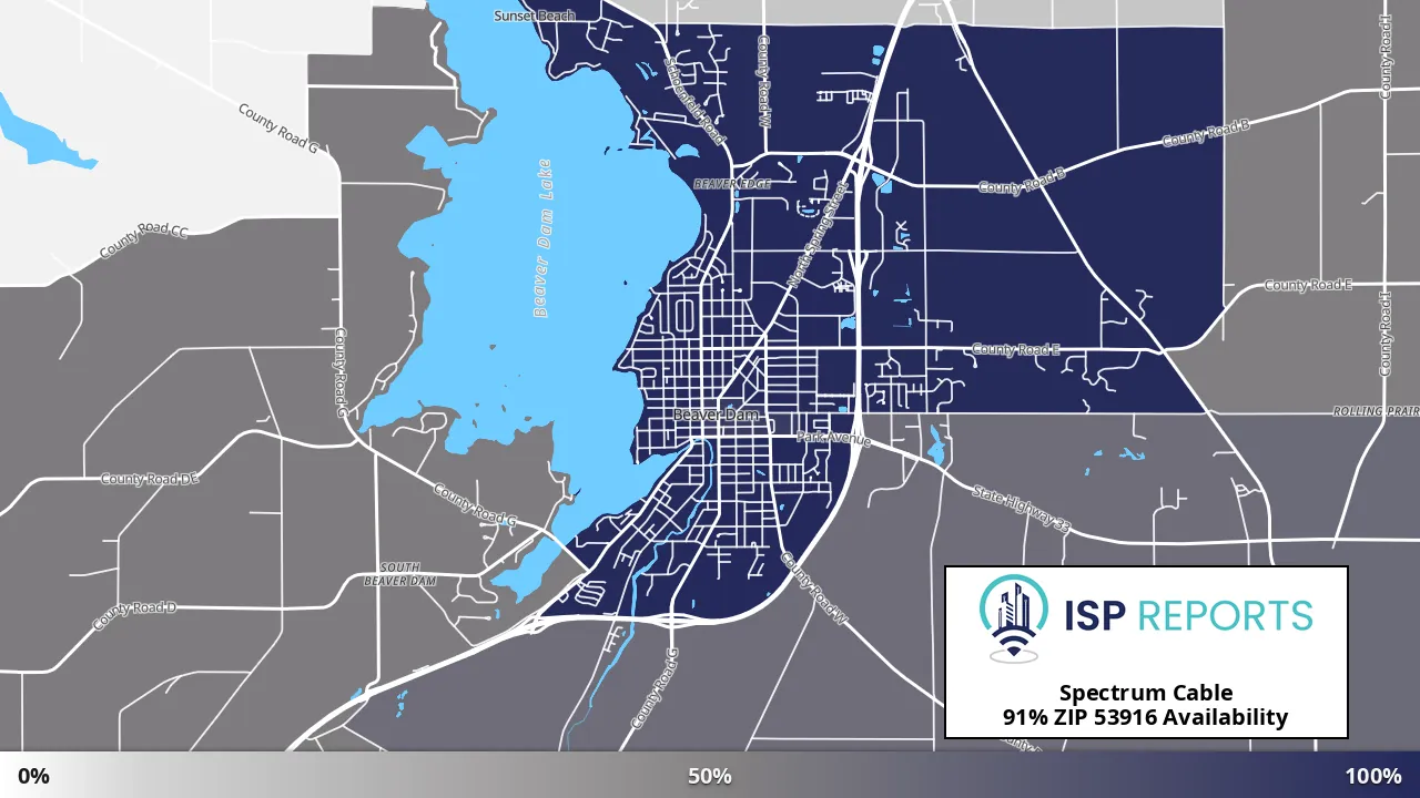 53916, WI map of internet availability