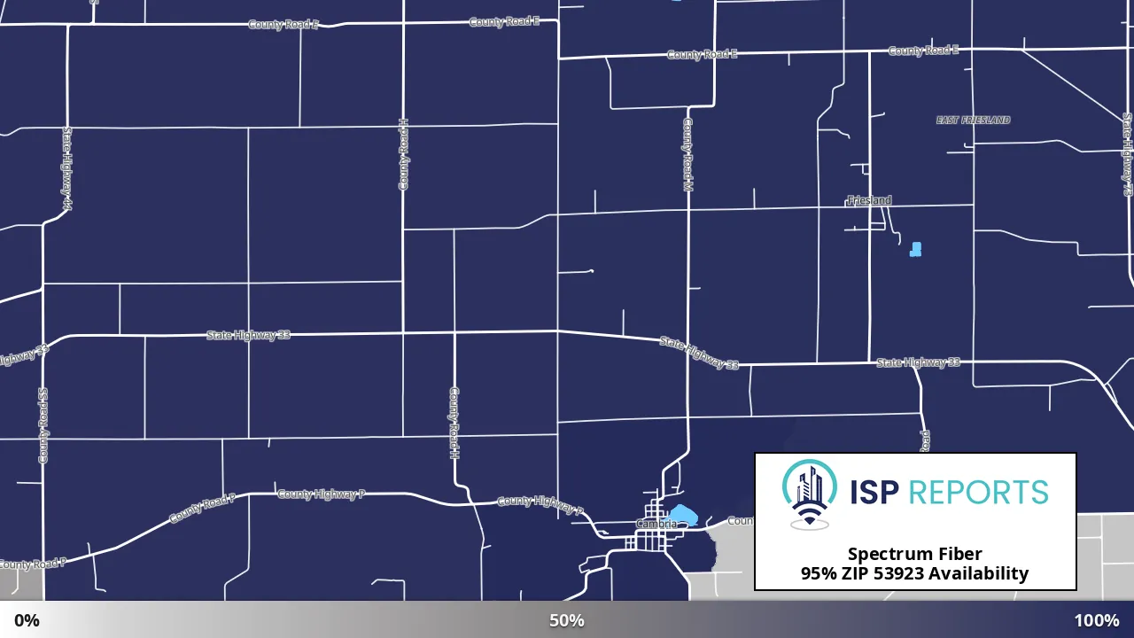53923, WI map of internet availability