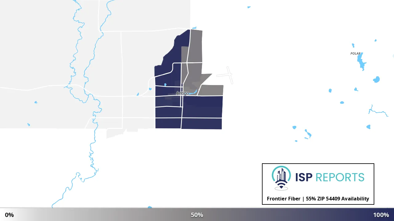 54409, WI map of internet availability