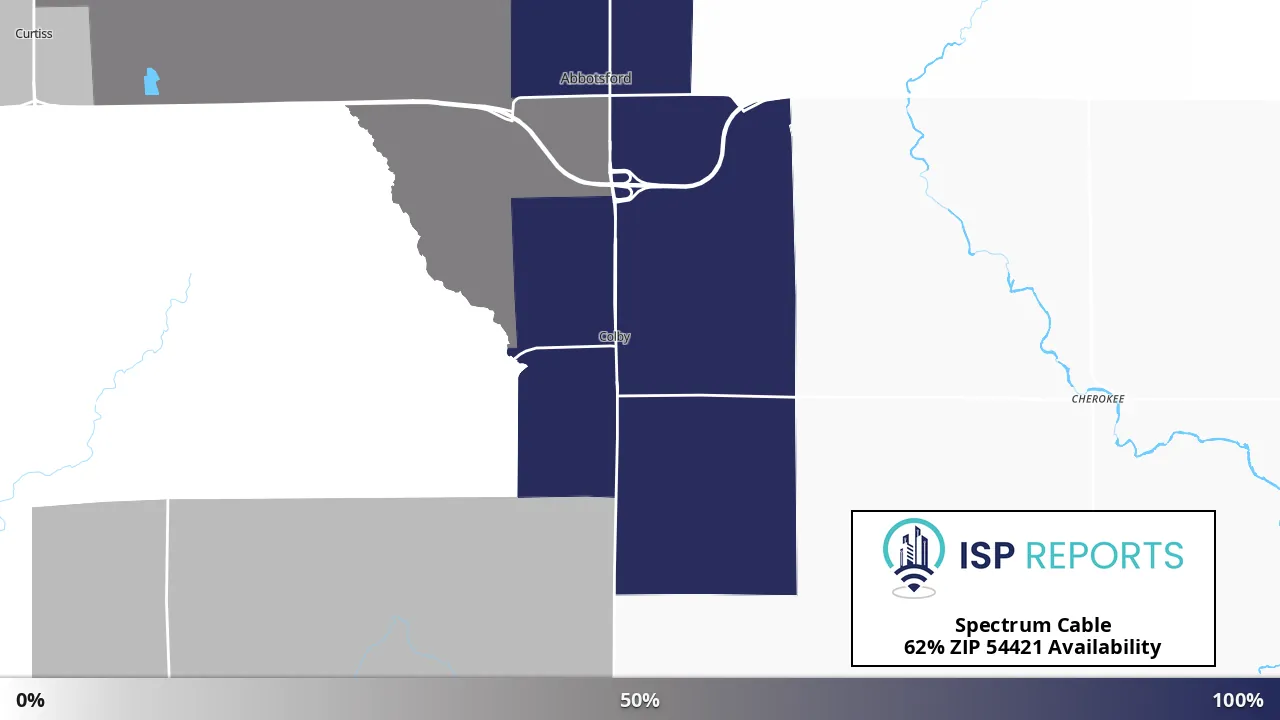 54421, WI map of internet availability
