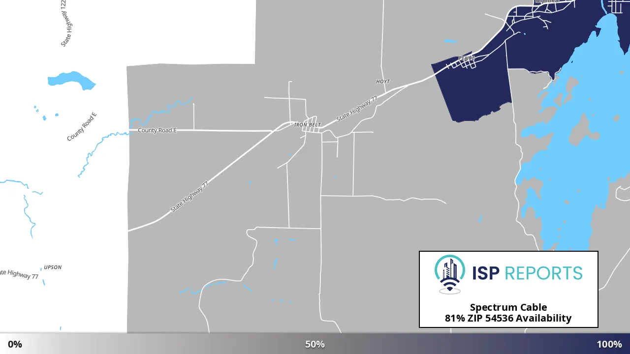 54536, WI map of internet availability