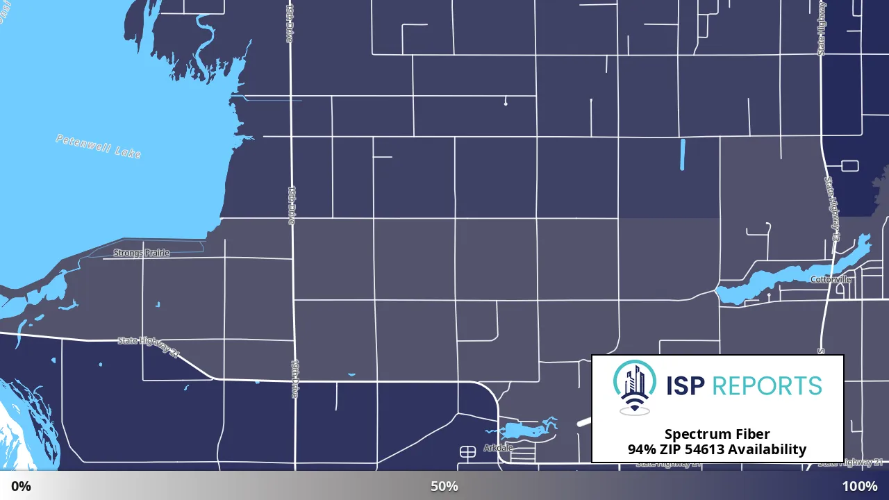 54613, WI map of internet availability