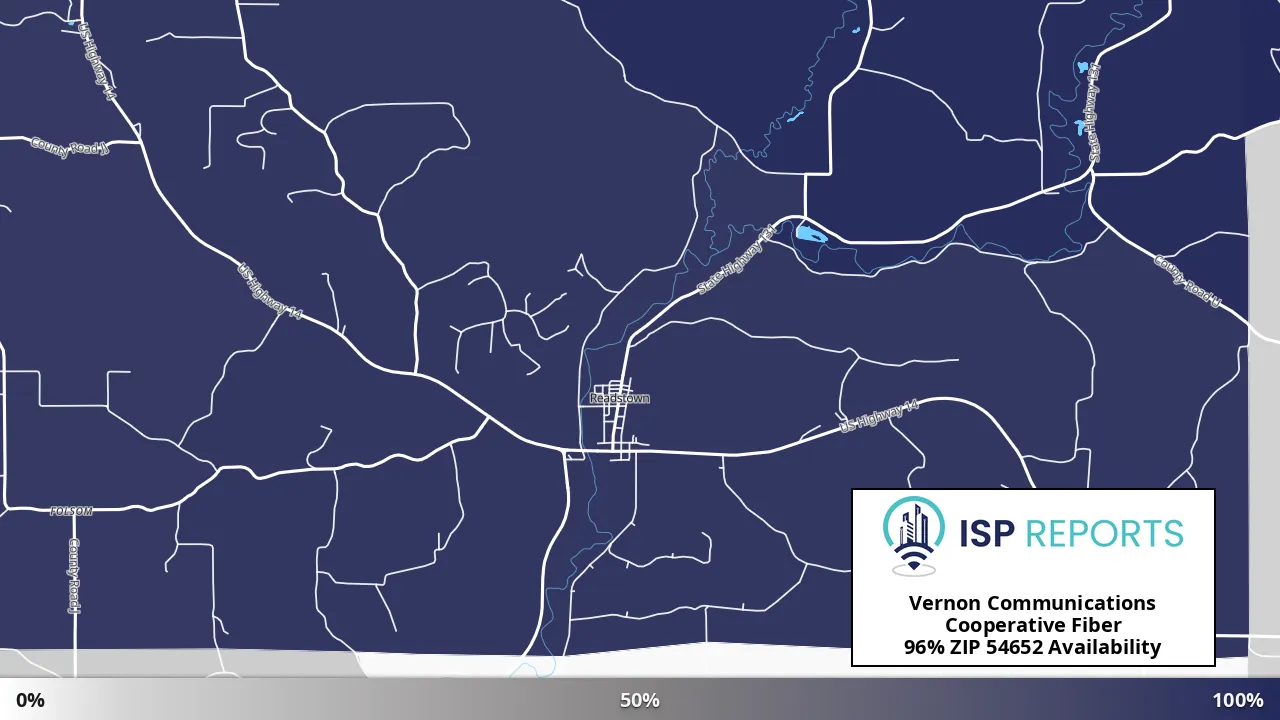 54652, WI map of internet availability