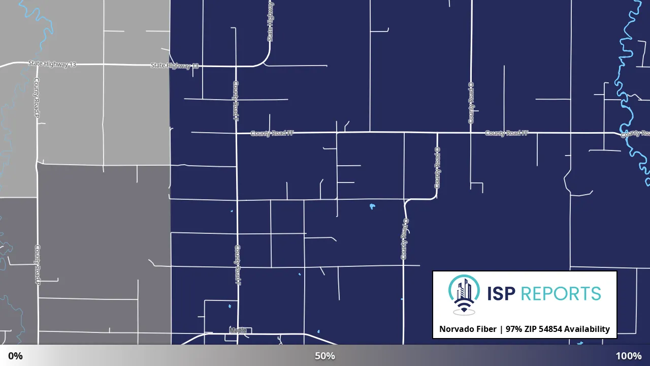 54854, WI map of internet availability