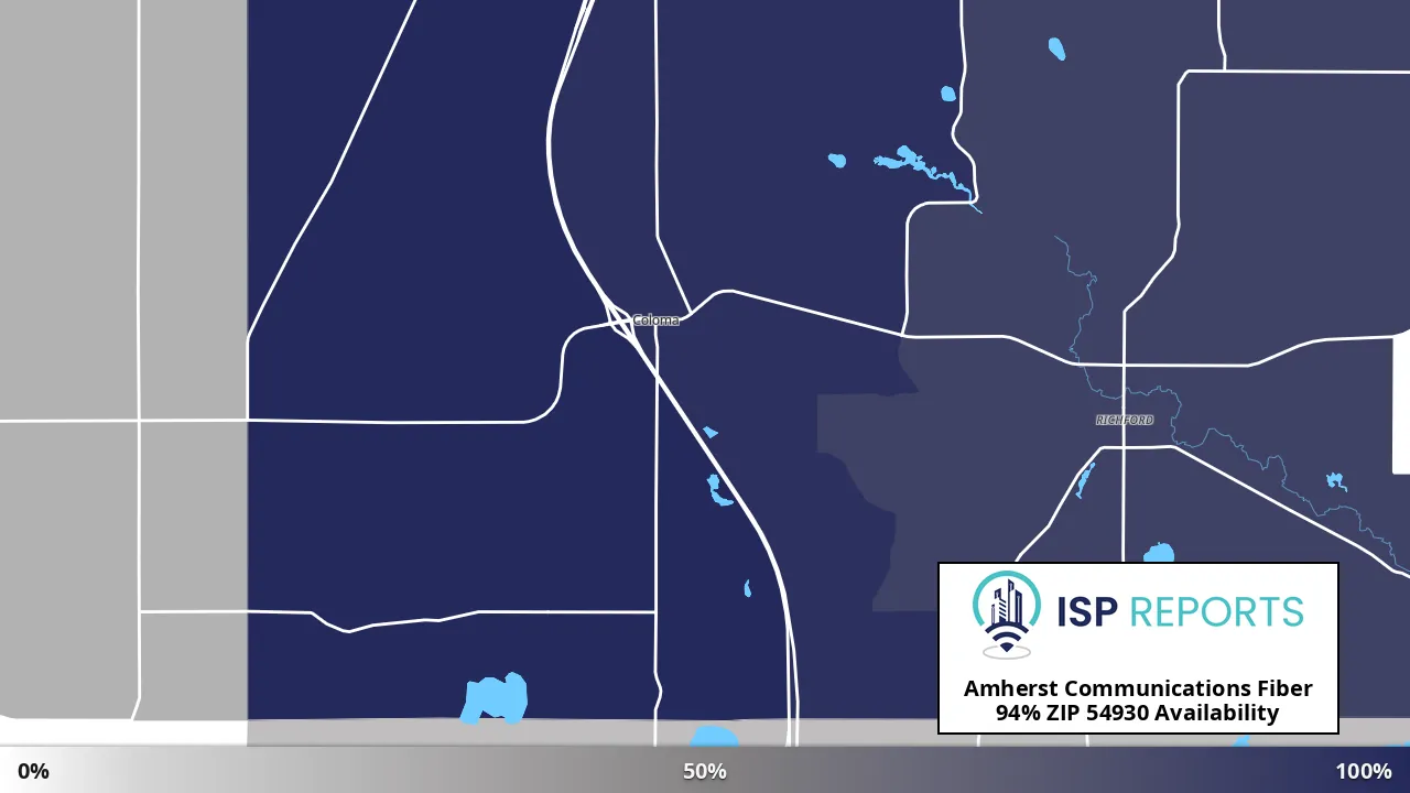 54930, WI map of internet availability