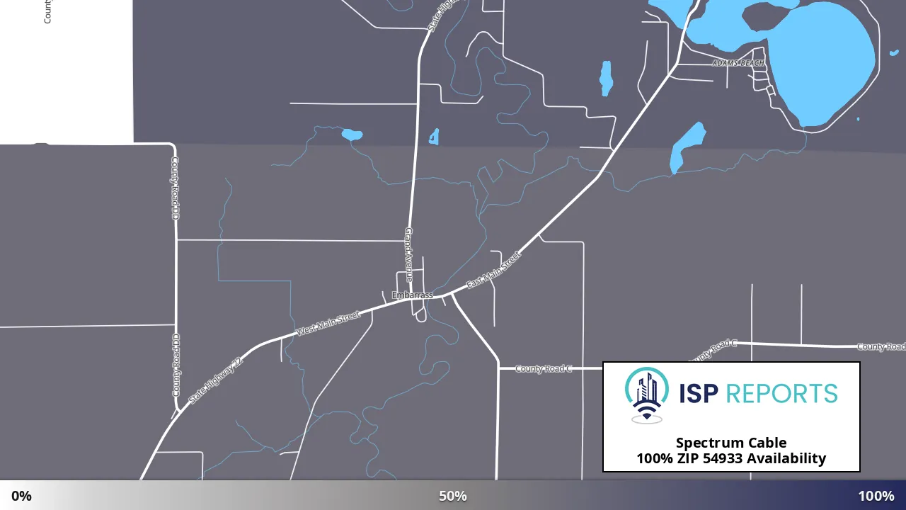 54933, WI map of internet availability