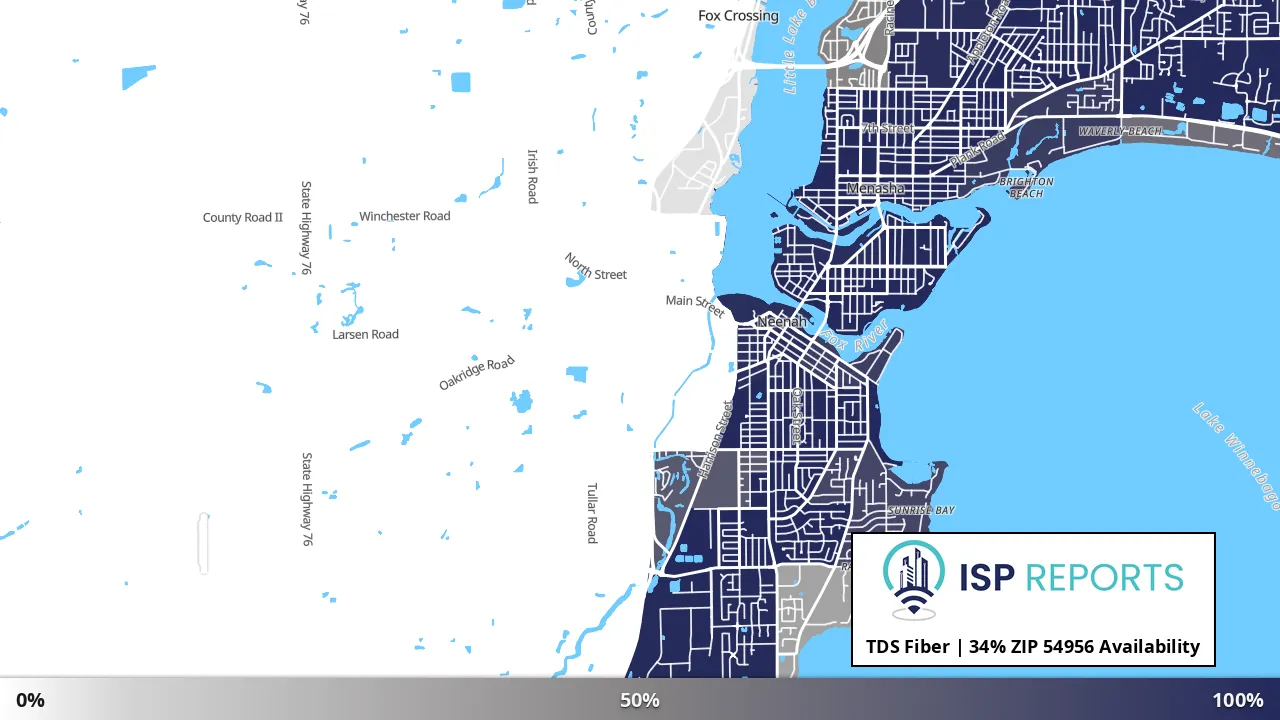 54956, WI map of internet availability