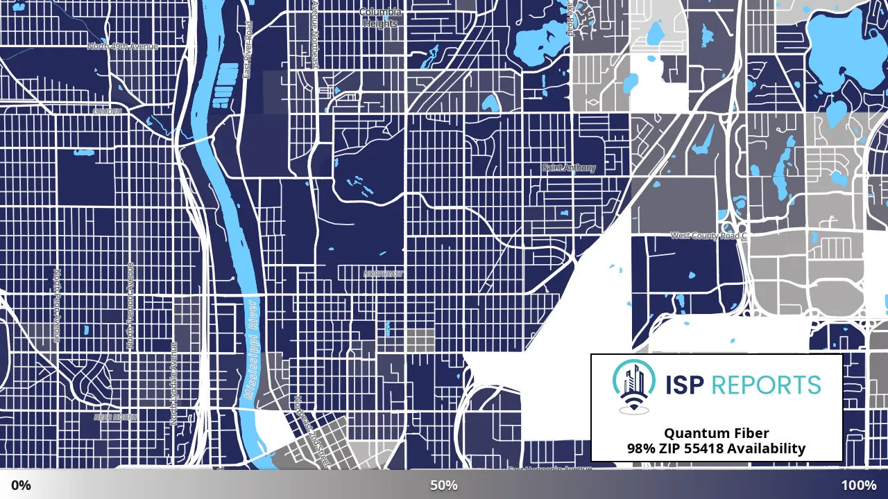 55418, MN map of internet availability