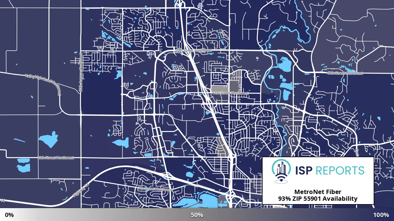 55901, MN map of internet availability
