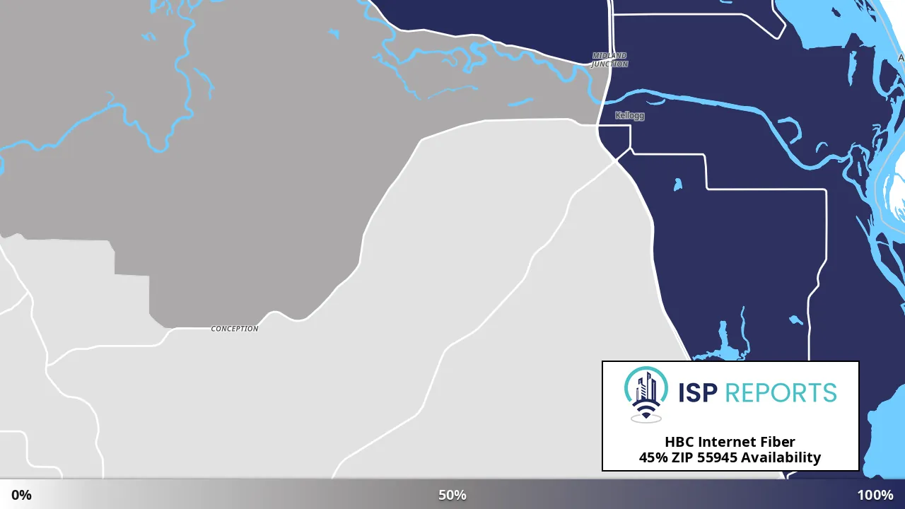 55945, MN map of internet availability