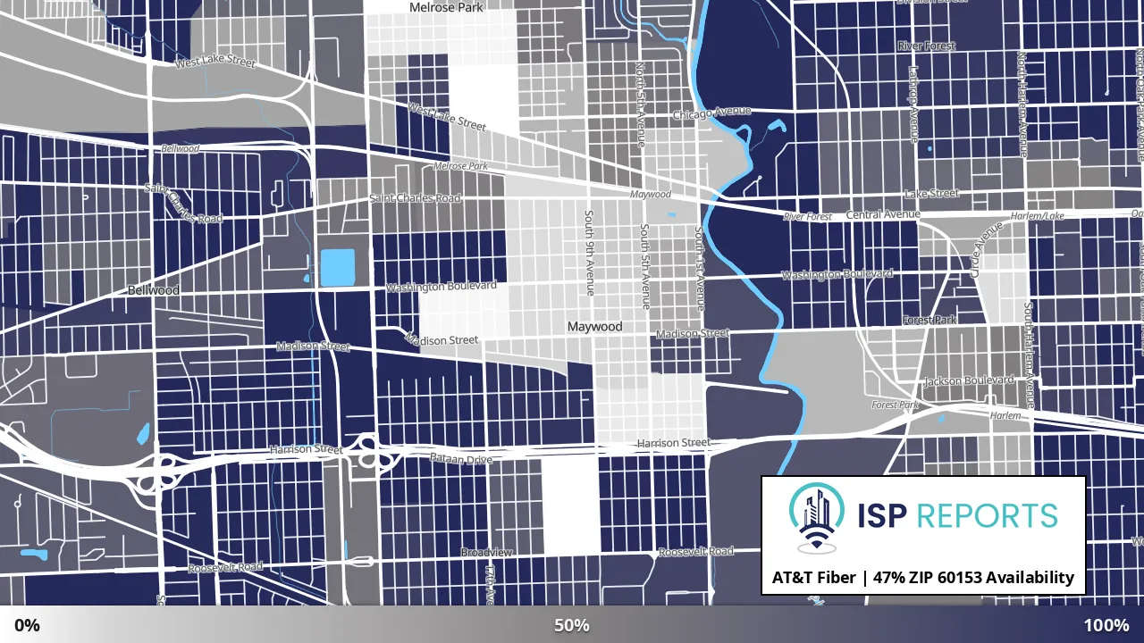 60153, IL map of internet availability