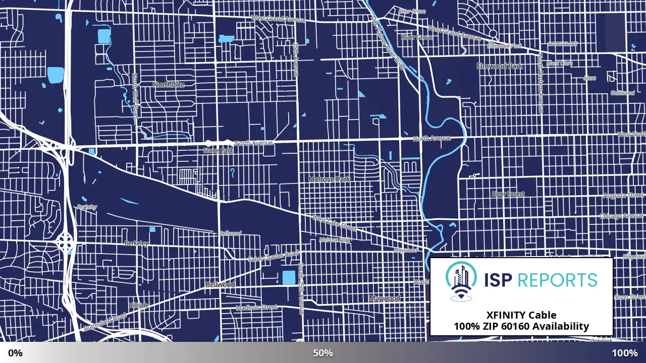 60160, IL map of internet availability